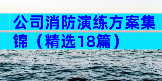 公司消防演练方案集锦（精选18篇）