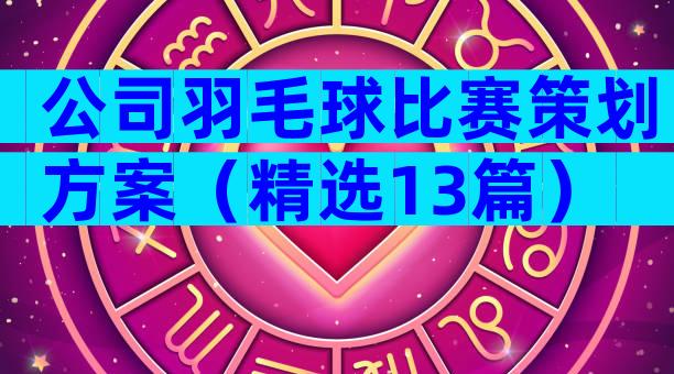 公司羽毛球比赛策划方案（精选13篇）