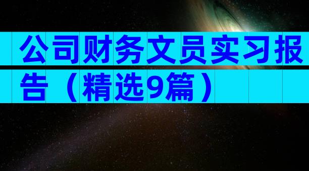 公司财务文员实习报告（精选9篇）