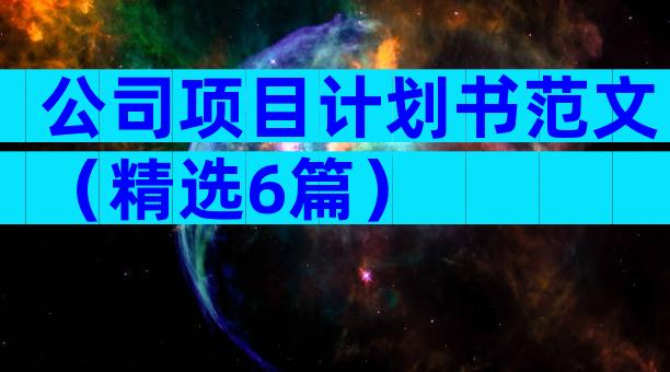公司项目计划书范文（精选6篇）
