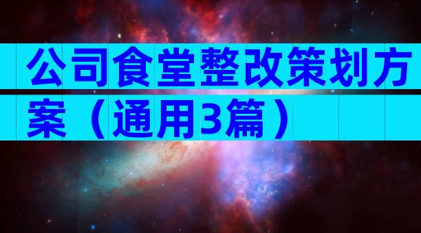 公司食堂整改策划方案（通用3篇）