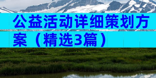 公益活动详细策划方案（精选3篇）