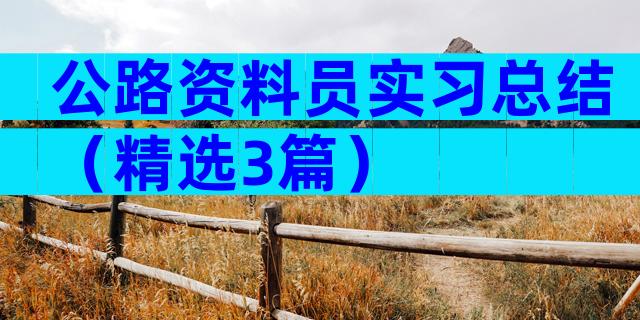 公路资料员实习总结（精选3篇）