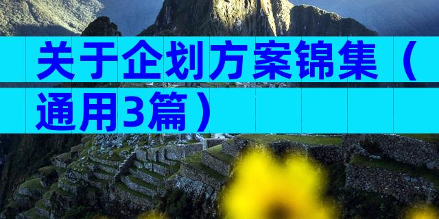 关于企划方案锦集（通用3篇）