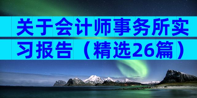 关于会计师事务所实习报告（精选26篇）
