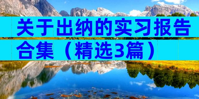 关于出纳的实习报告合集（精选3篇）