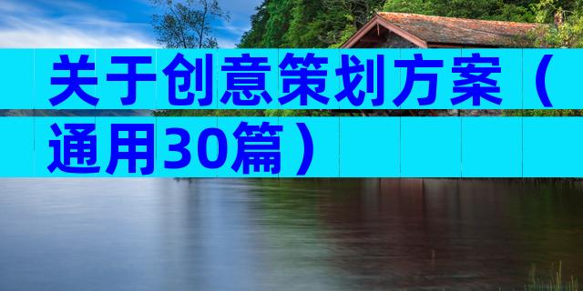 关于创意策划方案（通用30篇）