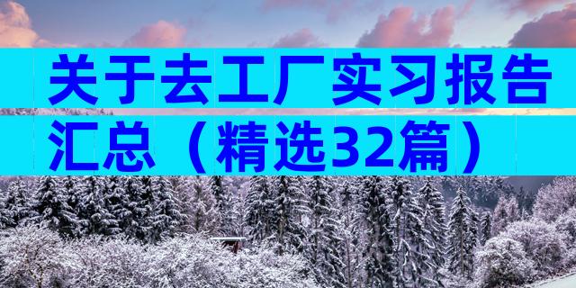 关于去工厂实习报告汇总（精选32篇）
