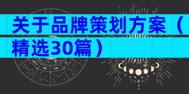 关于品牌策划方案（精选30篇）
