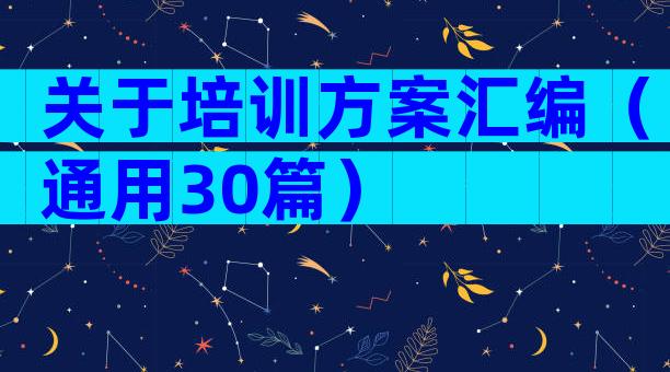 关于培训方案汇编（通用30篇）