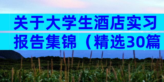 关于大学生酒店实习报告集锦（精选30篇）