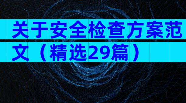 关于安全检查方案范文（精选29篇）