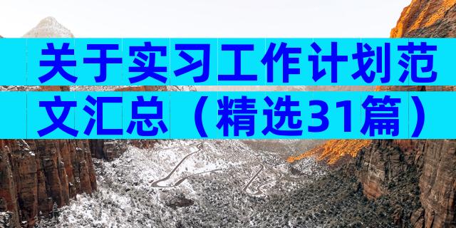关于实习工作计划范文汇总（精选31篇）