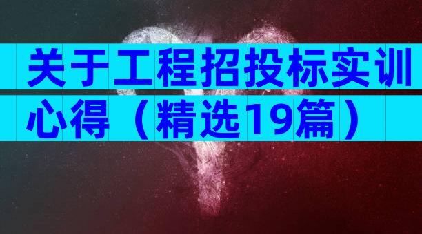 关于工程招投标实训心得（精选19篇）
