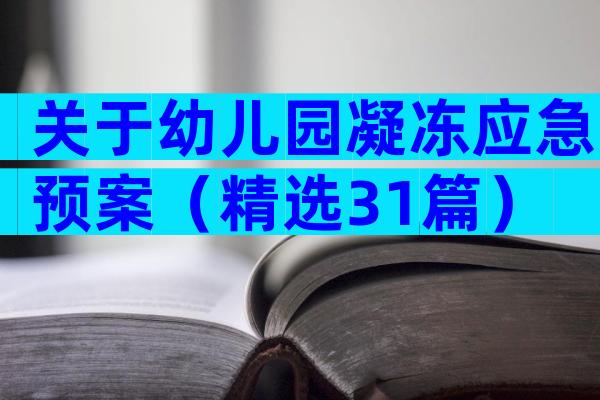 关于幼儿园凝冻应急预案（精选31篇）