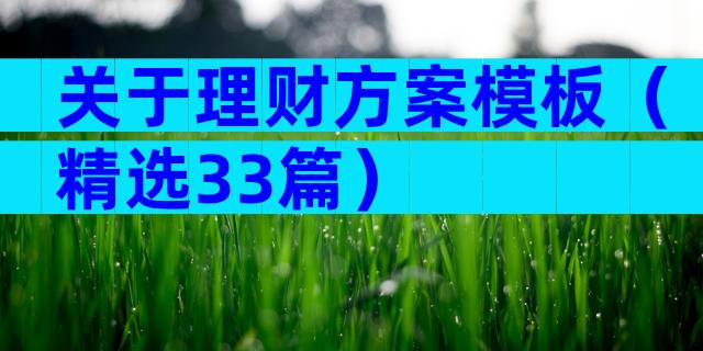 关于理财方案模板（精选33篇）