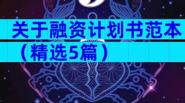 关于融资计划书范本（精选5篇）