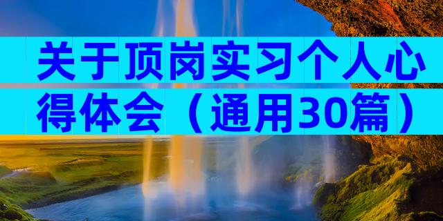 关于顶岗实习个人心得体会（通用30篇）