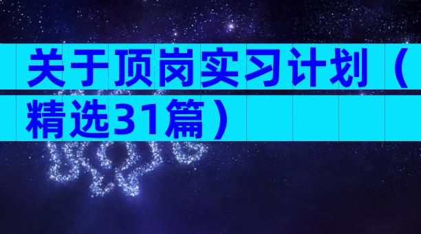 关于顶岗实习计划（精选31篇）