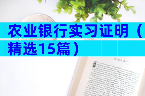农业银行实习证明（精选15篇）