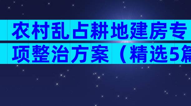 农村乱占耕地建房专项整治方案（精选5篇）