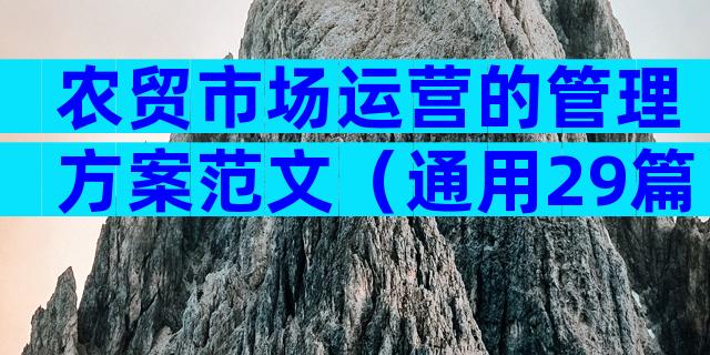 农贸市场运营的管理方案范文（通用29篇）