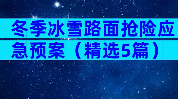冬季冰雪路面抢险应急预案（精选5篇）