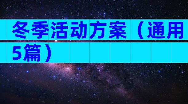 冬季活动方案（通用5篇）