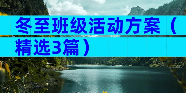 冬至班级活动方案（精选3篇）