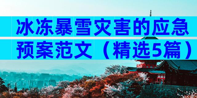 冰冻暴雪灾害的应急预案范文（精选5篇）