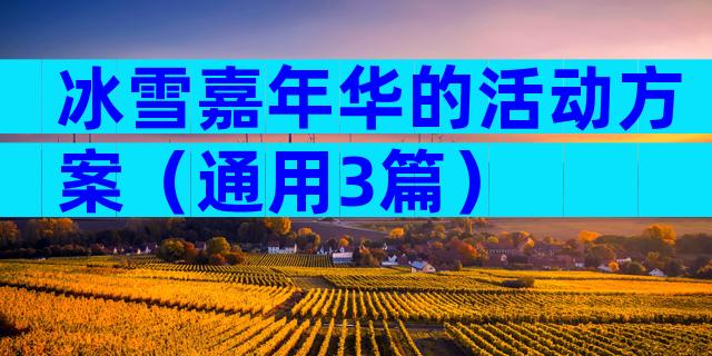 冰雪嘉年华的活动方案（通用3篇）