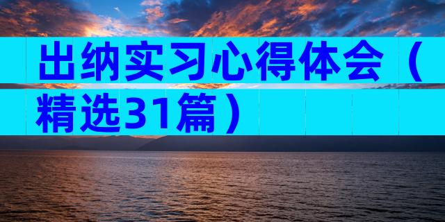 出纳实习心得体会（精选31篇）
