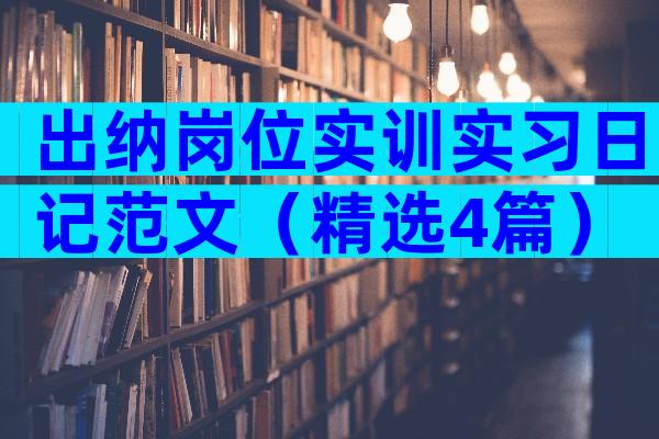 出纳岗位实训实习日记范文（精选4篇）