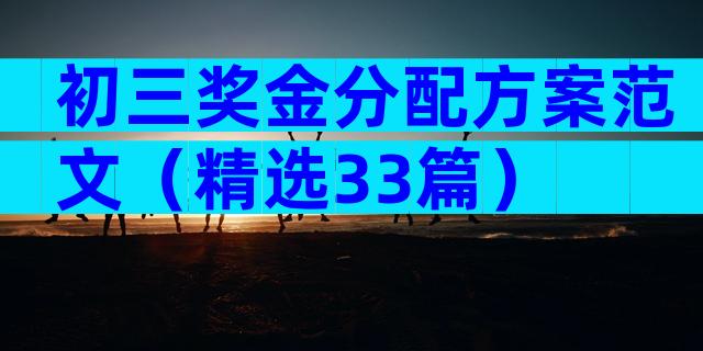 初三奖金分配方案范文（精选33篇）