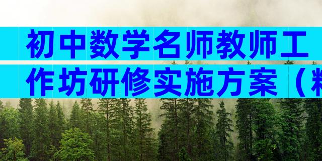 初中数学名师教师工作坊研修实施方案（精选3篇）