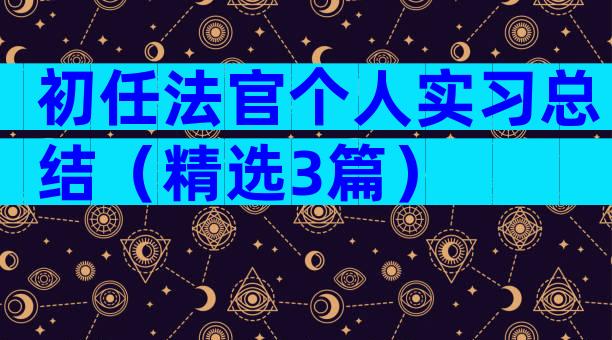 初任法官个人实习总结（精选3篇）