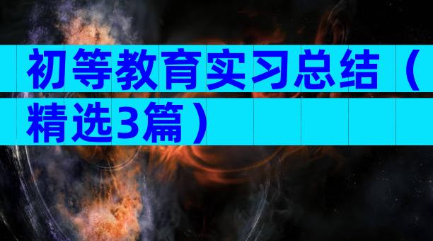 初等教育实习总结（精选3篇）