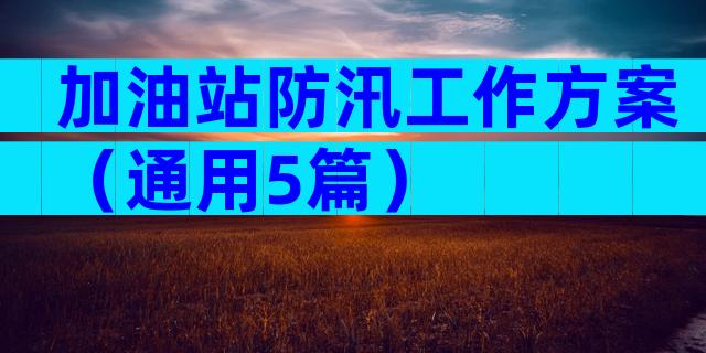 加油站防汛工作方案（通用5篇）