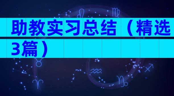 助教实习总结（精选3篇）