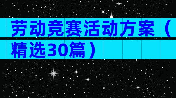 劳动竞赛活动方案（精选30篇）