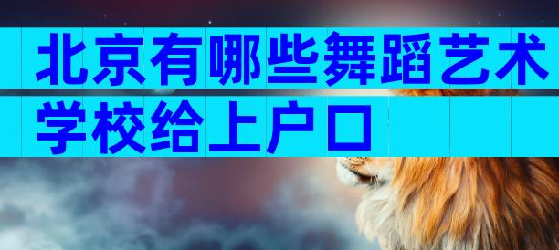 北京有哪些舞蹈艺术学校给上户口