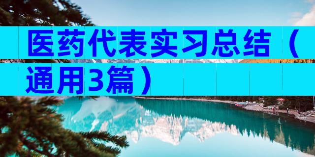 医药代表实习总结（通用3篇）
