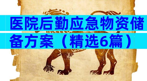 医院后勤应急物资储备方案（精选6篇）