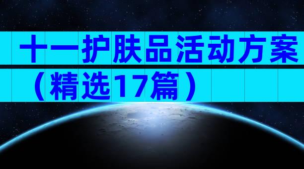 十一护肤品活动方案（精选17篇）