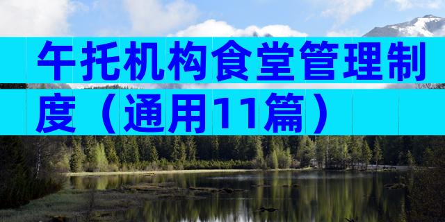 午托机构食堂管理制度（通用11篇）
