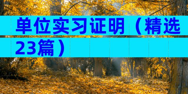 单位实习证明（精选23篇）