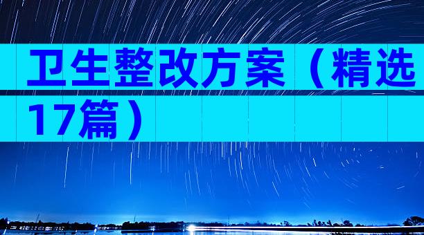 卫生整改方案（精选17篇）