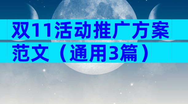双11活动推广方案范文（通用3篇）