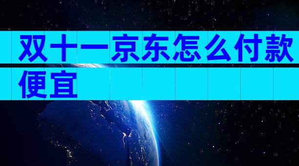 双十一京东怎么付款便宜