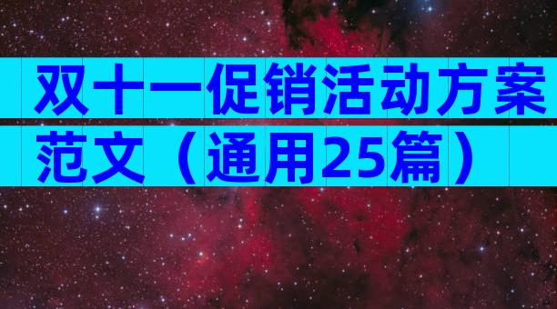 双十一促销活动方案范文（通用25篇）